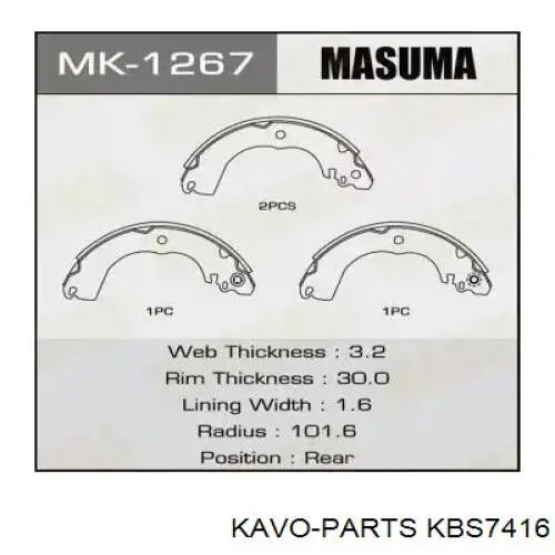 Zapatas de freno KBS7416 Kavo Parts