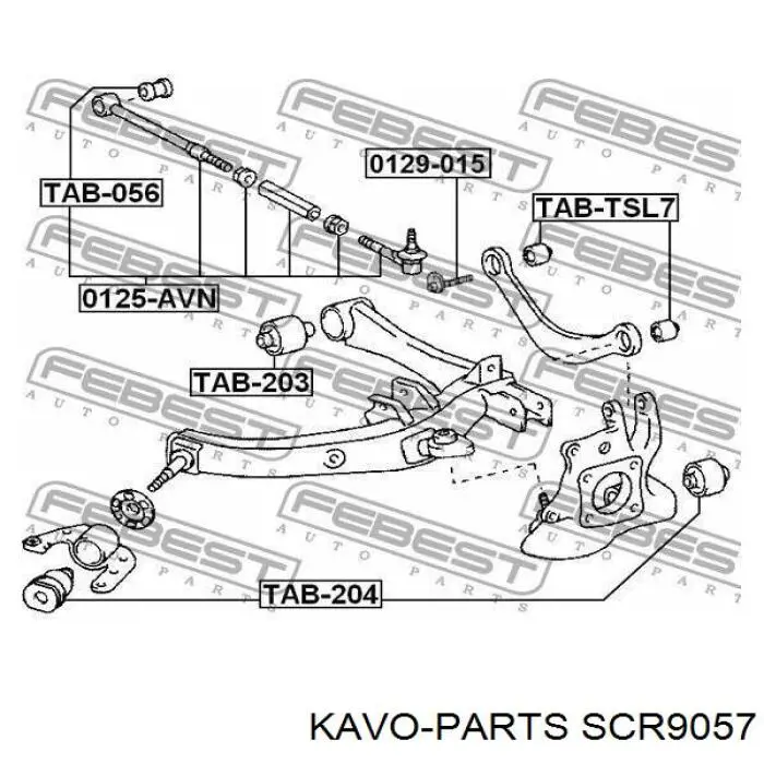 SCR-9057 Kavo Parts suspensión, brazo oscilante trasero inferior