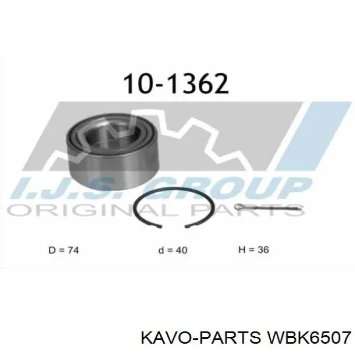 Rodamiento de rueda delantero Kavo Parts WBK6507