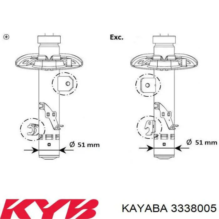 Amortiguador delantero izquierdo Kayaba 3338005 precio, desde 55,82 EUR