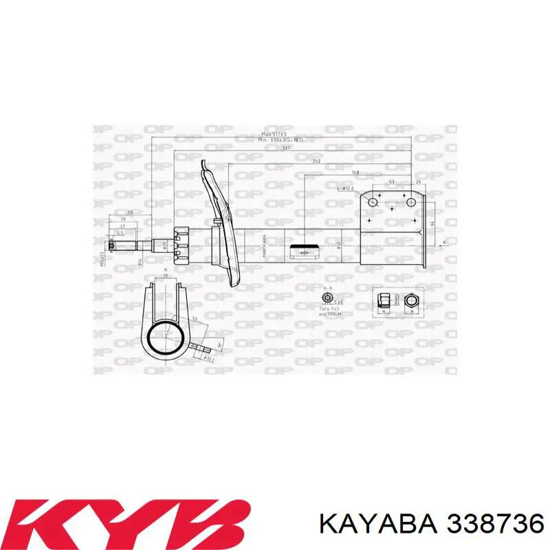 Amortiguador delantero izquierdo 338736 Kayaba