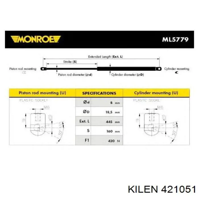 421051 Kilen amortiguador de maletero