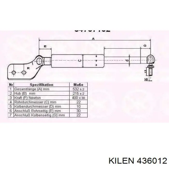 436012 Kilen amortiguador de maletero