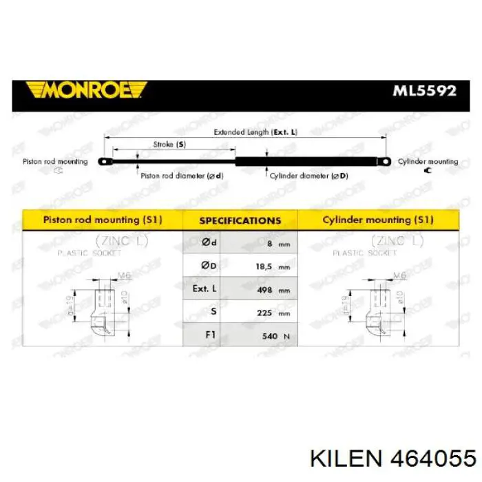 Amortiguador maletero GSR602601 Open Parts