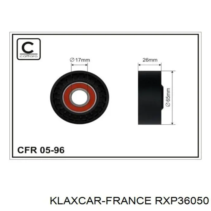 RXP36050 Klaxcar France rodillo, correa trapecial poli v