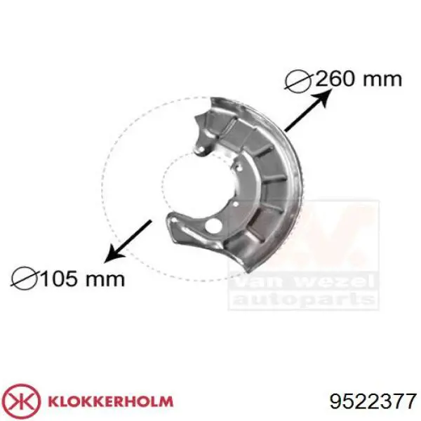 FP 9521 368 Klokkerholm chapa protectora contra salpicaduras, disco de freno delantero izquierdo