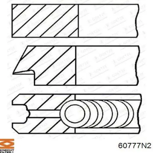 607 77 N2 Knecht-Mahle juego de aros de pistón de motor, cota de reparación +0,50 mm