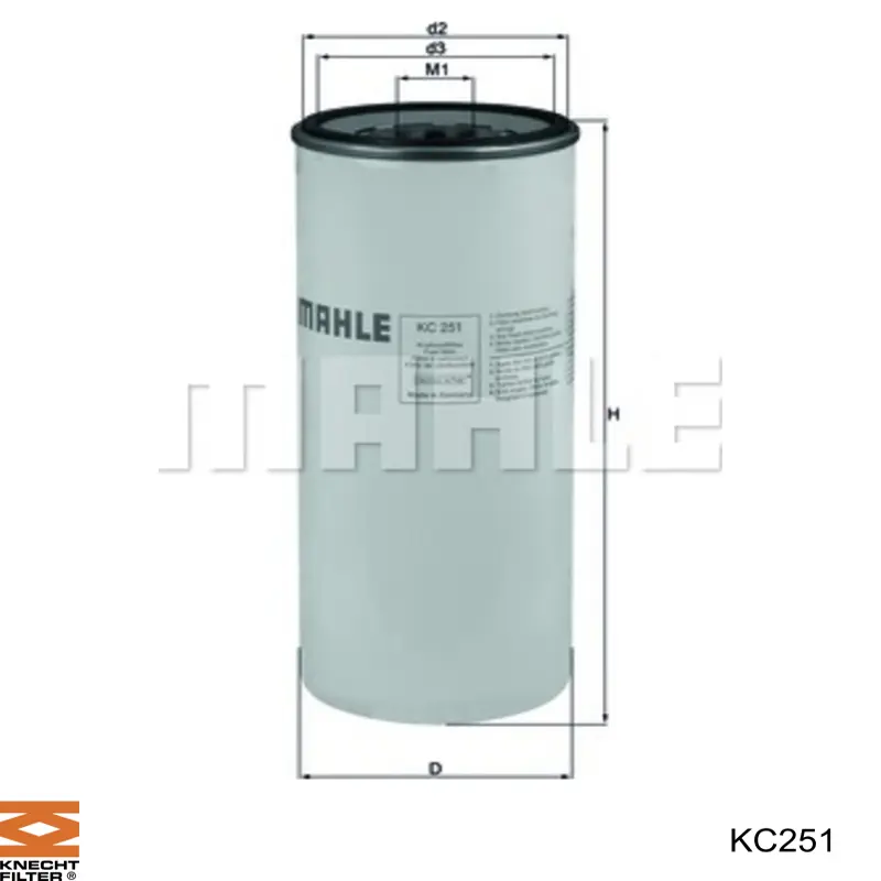 KC 251 Knecht-Mahle filtro combustible