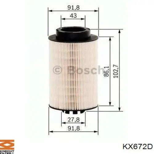 KX672D Knecht-Mahle filtro combustible