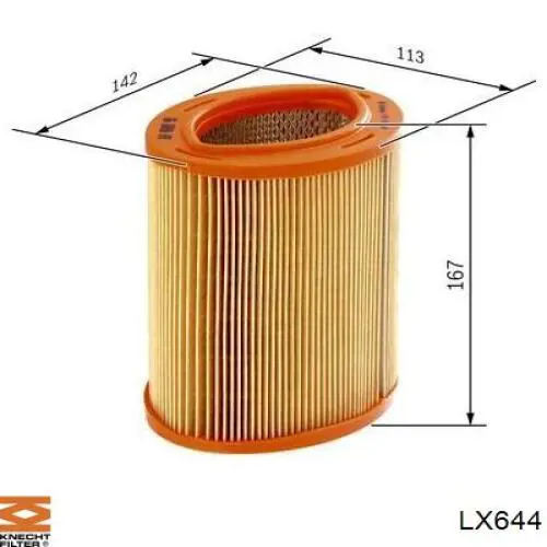 LX644 Knecht-Mahle filtro de aire