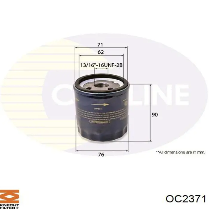 OC2371 Knecht-Mahle filtro de aceite