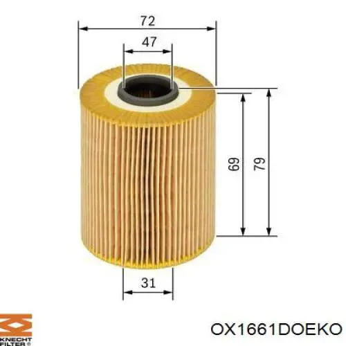 OX1661DOEKO Knecht-Mahle filtro de aceite