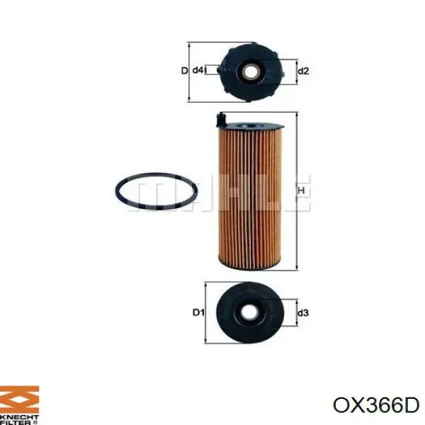 OX366D Knecht-Mahle filtro de aceite