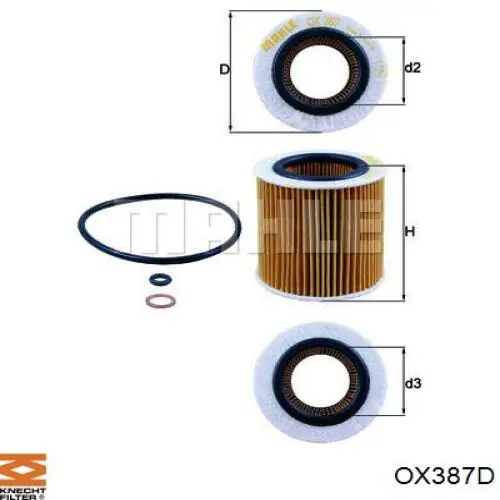 OX387D Knecht-Mahle filtro de aceite