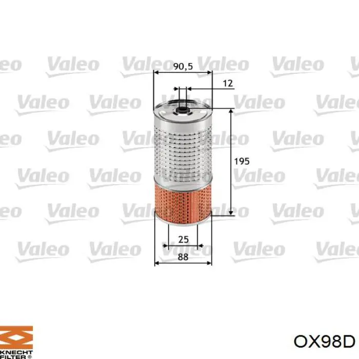 OX98D Knecht-Mahle filtro de aceite