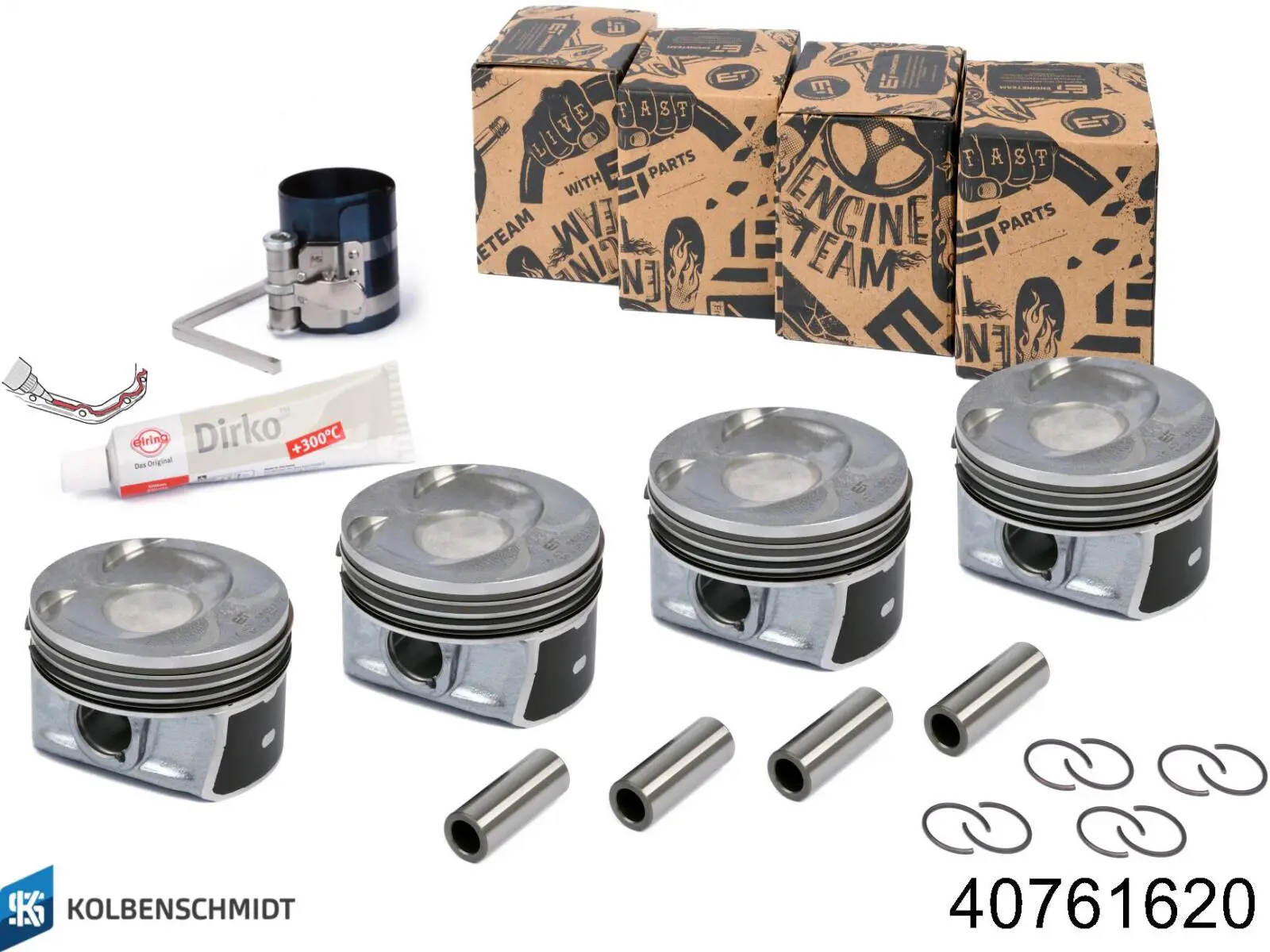 40761620 Kolbenschmidt Pistón completo para 1 cilindro, segunda reparación (+0,50 mm)