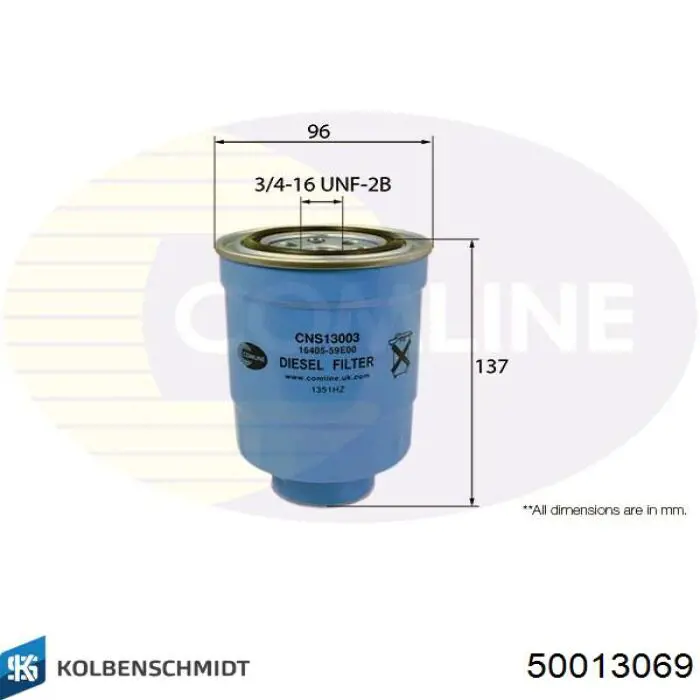 Comprar 50013069 Kolbenschmidt Filtro diesel