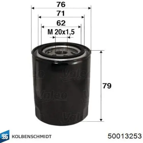 50013253 Kolbenschmidt filtro de aceite