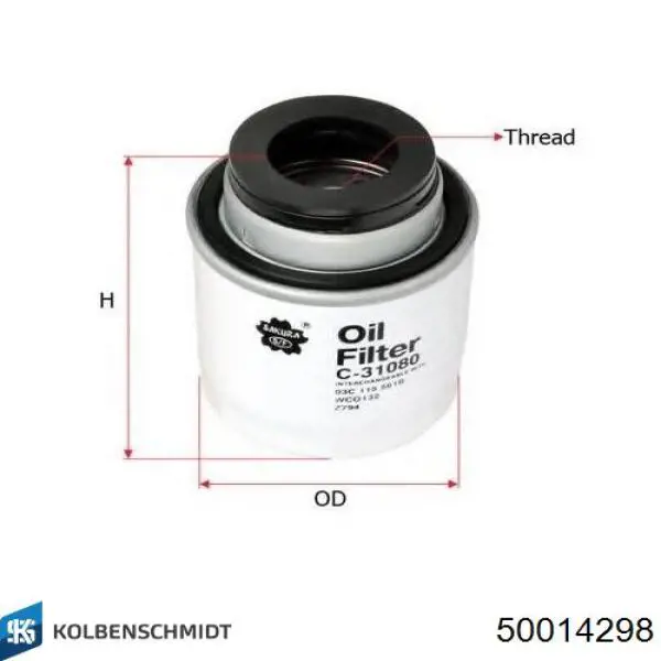 Filtro de aceite Kolbenschmidt 50014298 precio, desde 8,65 EUR