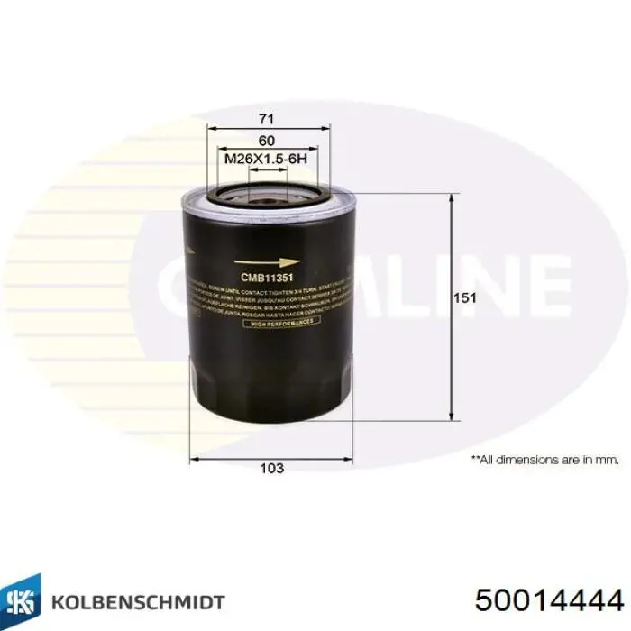 Filtro de aceite Kolbenschmidt 50014444 precio, desde 13,60 EUR
