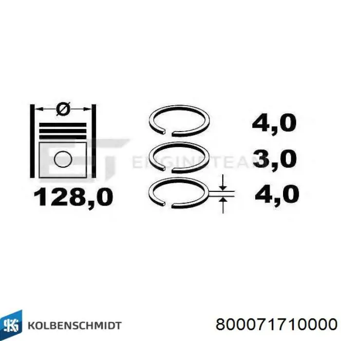 800071710000 Kolbenschmidt juego de aros de pistón para 1 cilindro, std