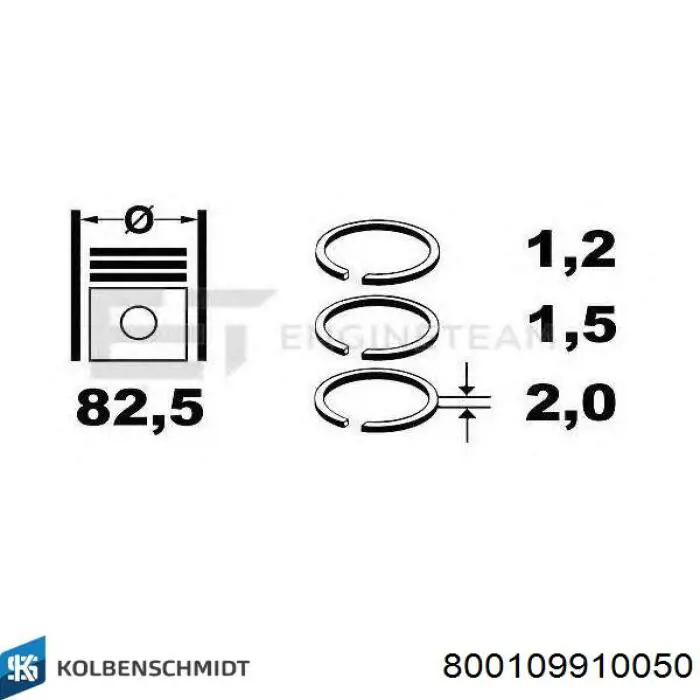 Juego de aros de pistón para 1 cilindro, sobremedida (+0,50 mm) Kolbenschmidt 800109910050 precio, desde 33,88 EUR
