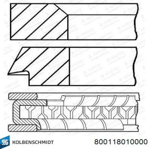 800118010000 Kolbenschmidt juego de aros de pistón para 1 cilindro, std