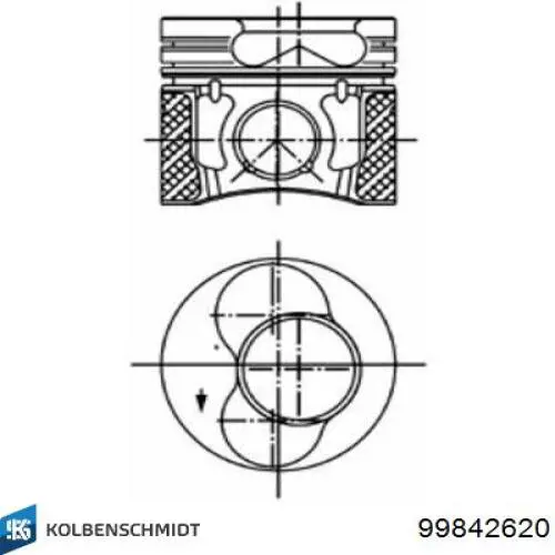 99842620 Kolbenschmidt pistón completo para 1 cilindro, cota de reparación + 0,50 mm