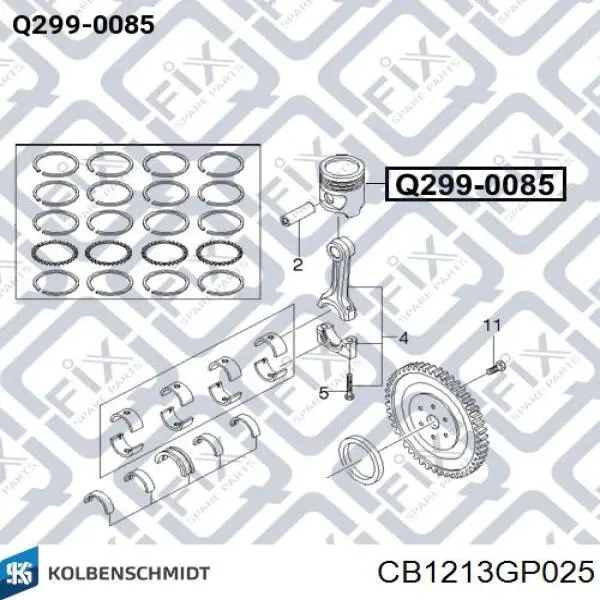 CB1213GP025 Kolbenschmidt juego de cojinetes de biela, cota de reparación +0,25 mm