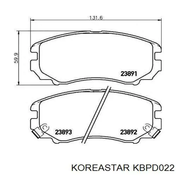 KBPD-022 Koreastar pastillas de freno delanteras