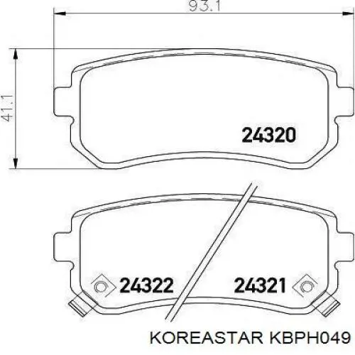 KBPH049 Koreastar pastillas de freno delanteras