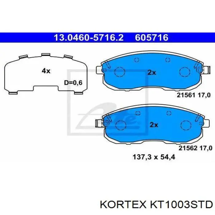 KT1003STD Kortex pastillas de freno delanteras