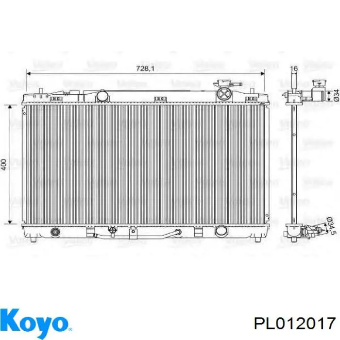 PL012017 Koyo radiador refrigeración del motor