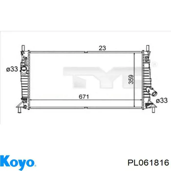 PL061816 Koyo radiador refrigeración del motor