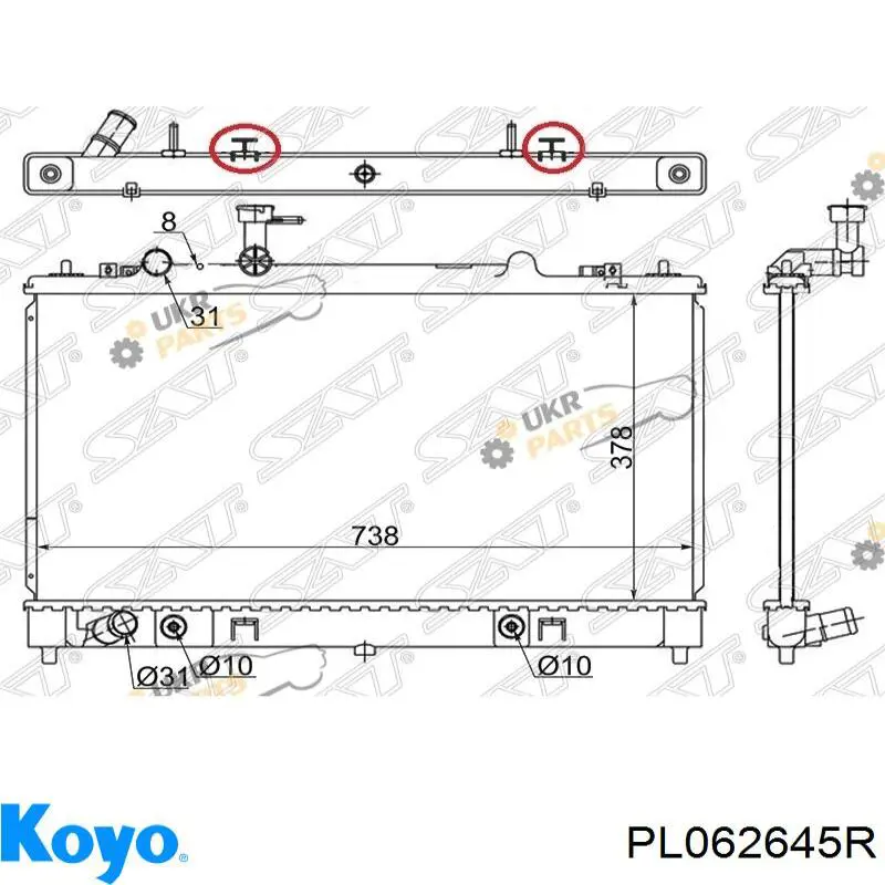 PL062645R Koyo radiador refrigeración del motor