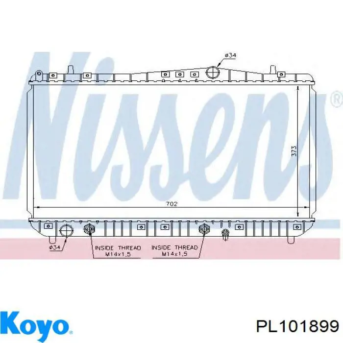 PL101899 Koyo radiador refrigeración del motor