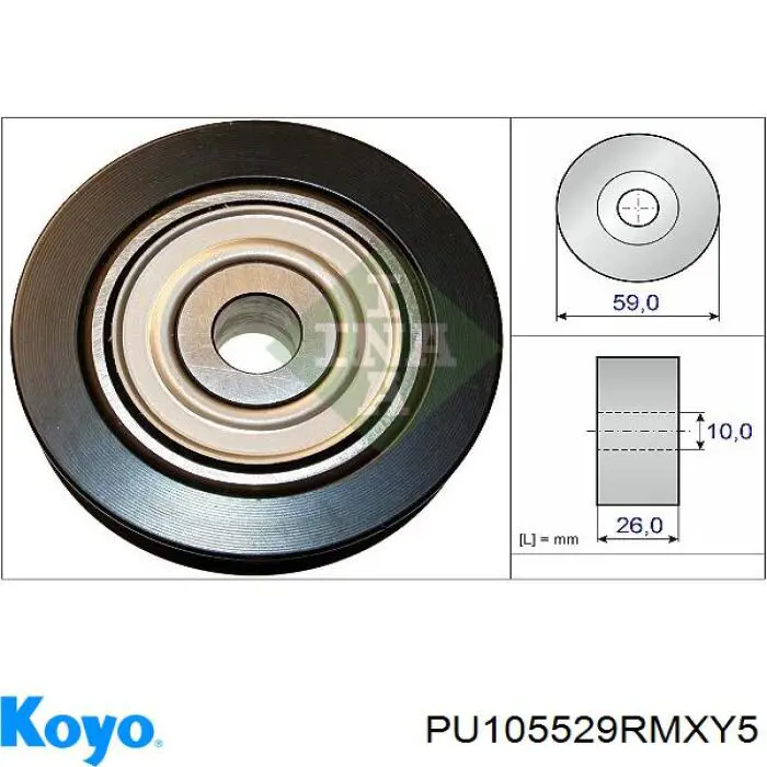 Polea inversión/guía, correa auxiliar servicios Koyo PU105529RMXY5 precio, desde 30,80 EUR
