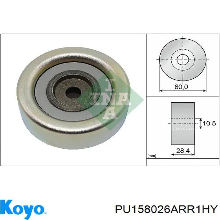 PU158026ARR1HY Koyo polea inversión / guía, correa poli v