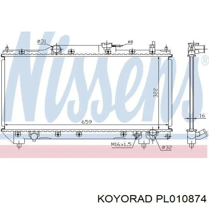 PL010874 Koyorad radiador refrigeración del motor