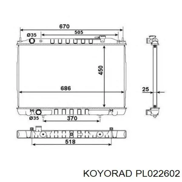 PL022602 Koyorad radiador refrigeración del motor