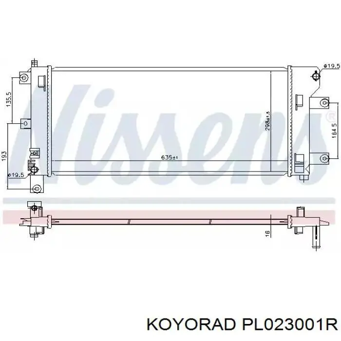 PL023001R Koyorad radiador refrigeración del motor