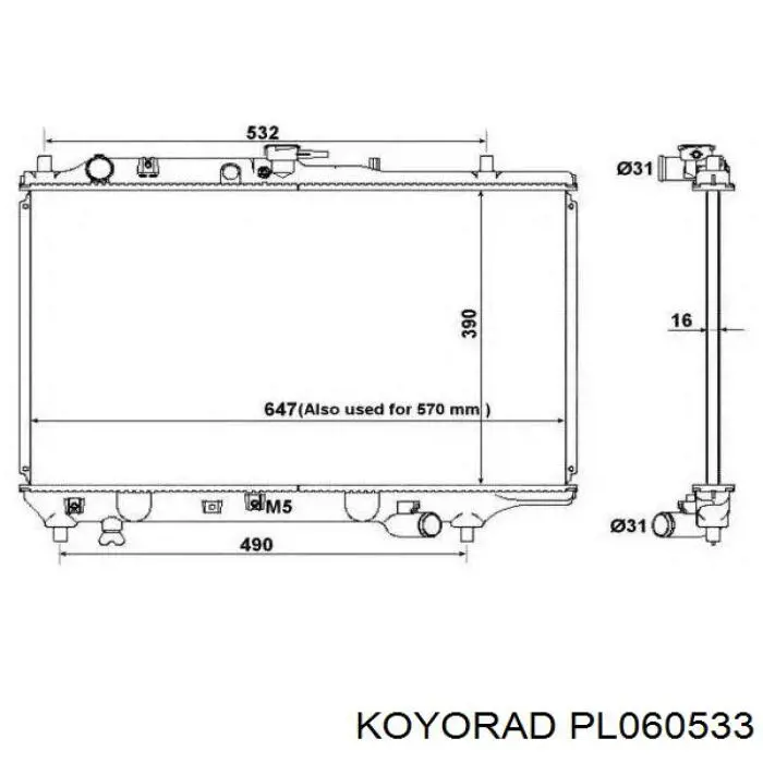 PL060533 Koyorad radiador refrigeración del motor