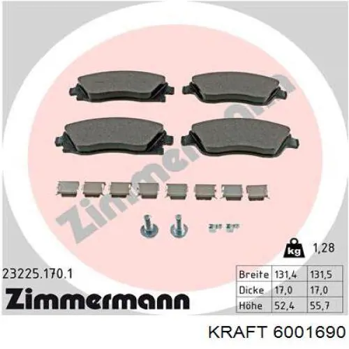 6001690 Kraft pastillas de freno delanteras