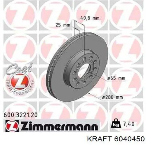 Freno de disco delantero Volkswagen Caddy 2 9K9