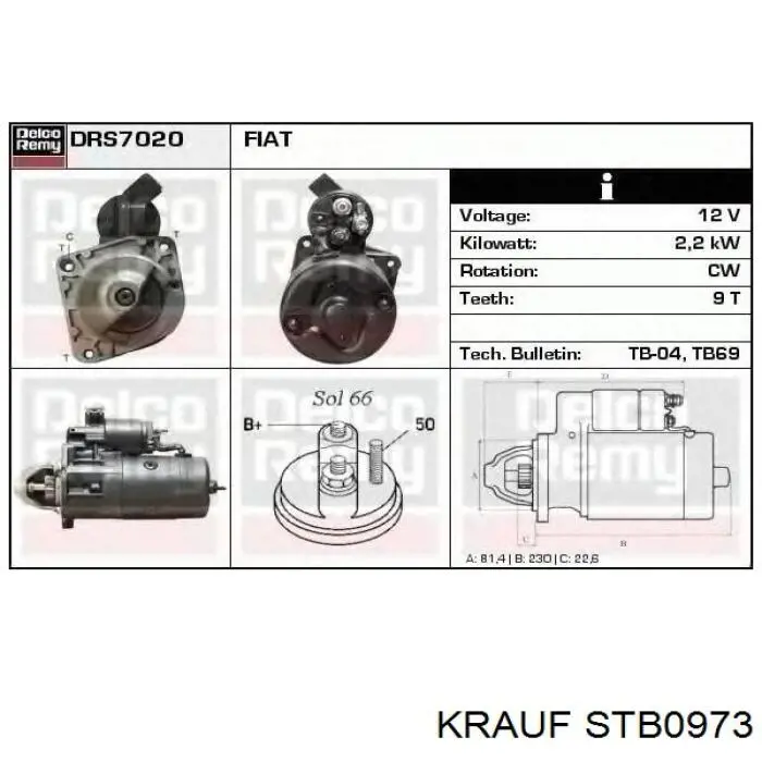 STB0973 Krauf motor de arranque