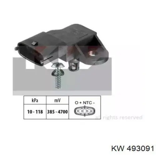 Comprar 493091 KW AUTOMOTIVE Sensor de presión del colector de admisión