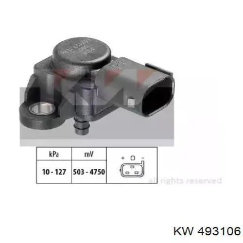 493106 KW sensor de presion del colector de admision