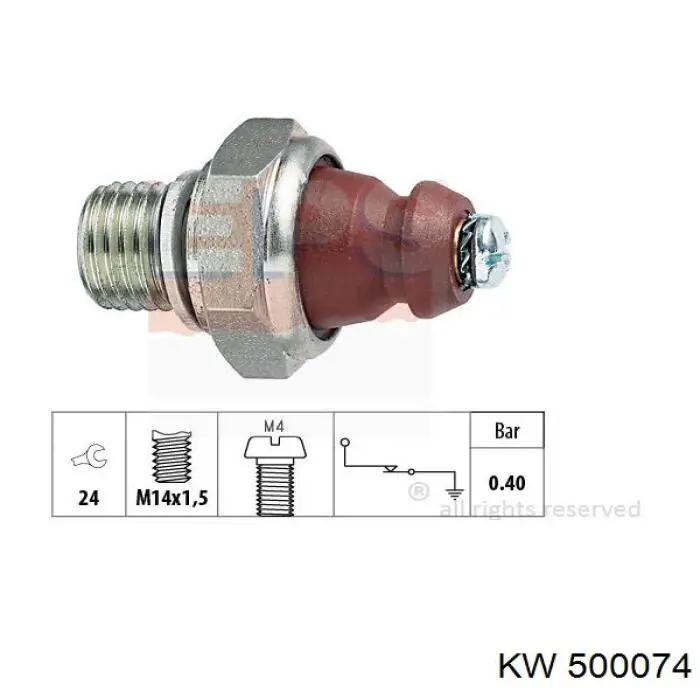 500 074 KW indicador, presión del aceite