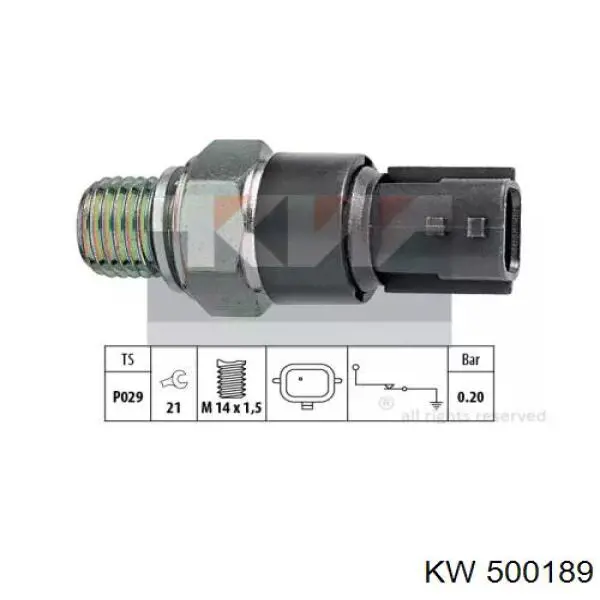 500189 KW sensor de presión de aceite