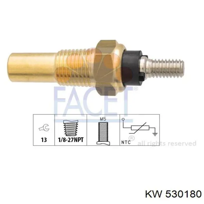 530 180 KW sensor de temperatura del refrigerante